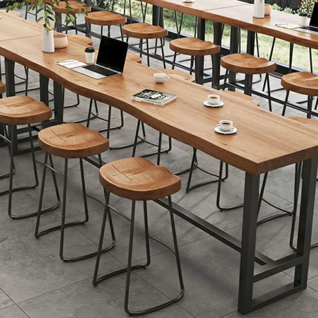 Nordic Brown Wood Rectangular Large Bar Height Table