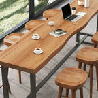 Nordic Brown Wood Rectangular Large Bar Height Table