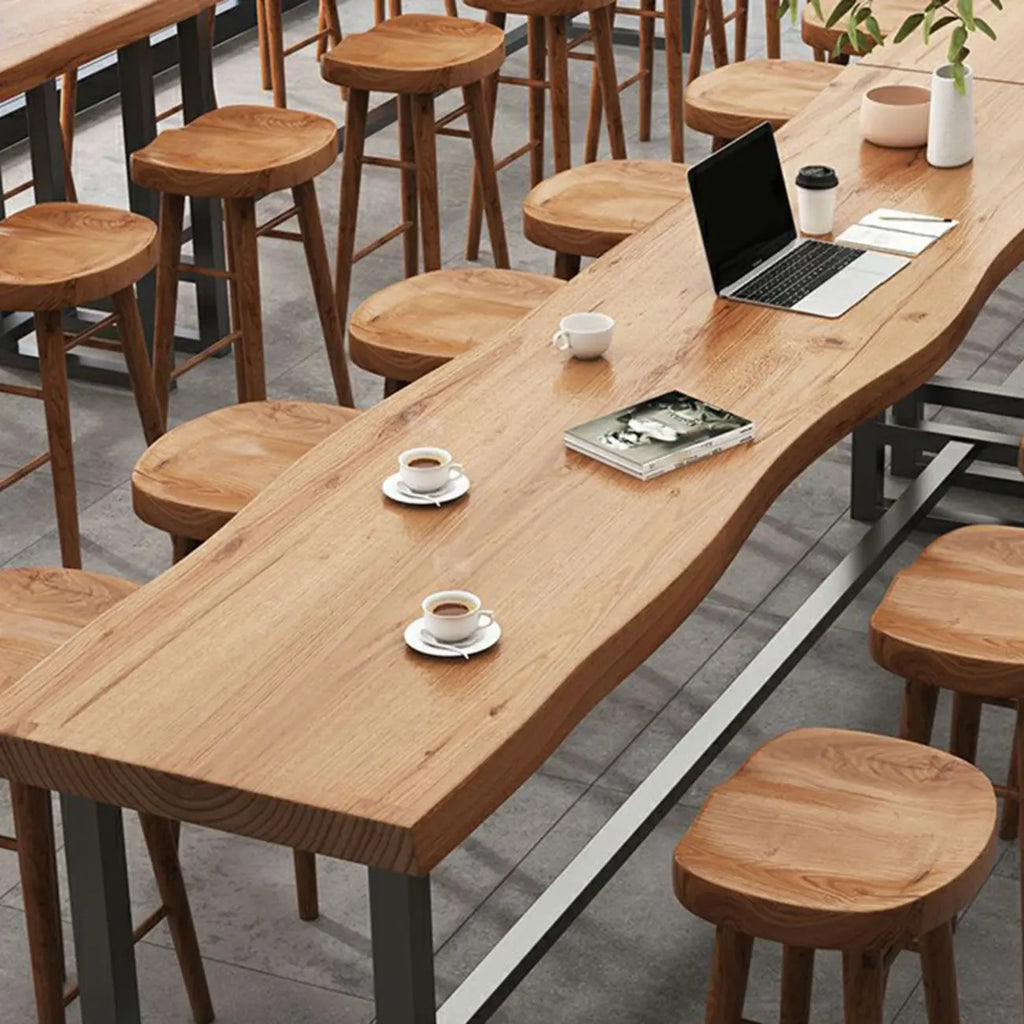 Nordic Brown Wood Rectangular Large Bar Height Table