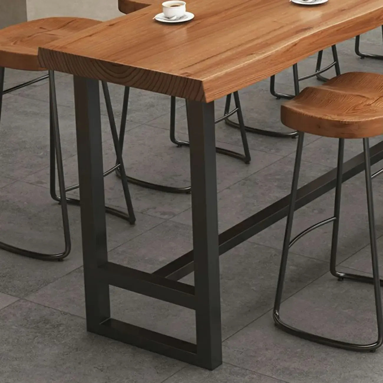 Nordic Brown Wood Rectangular Large Bar Height Table