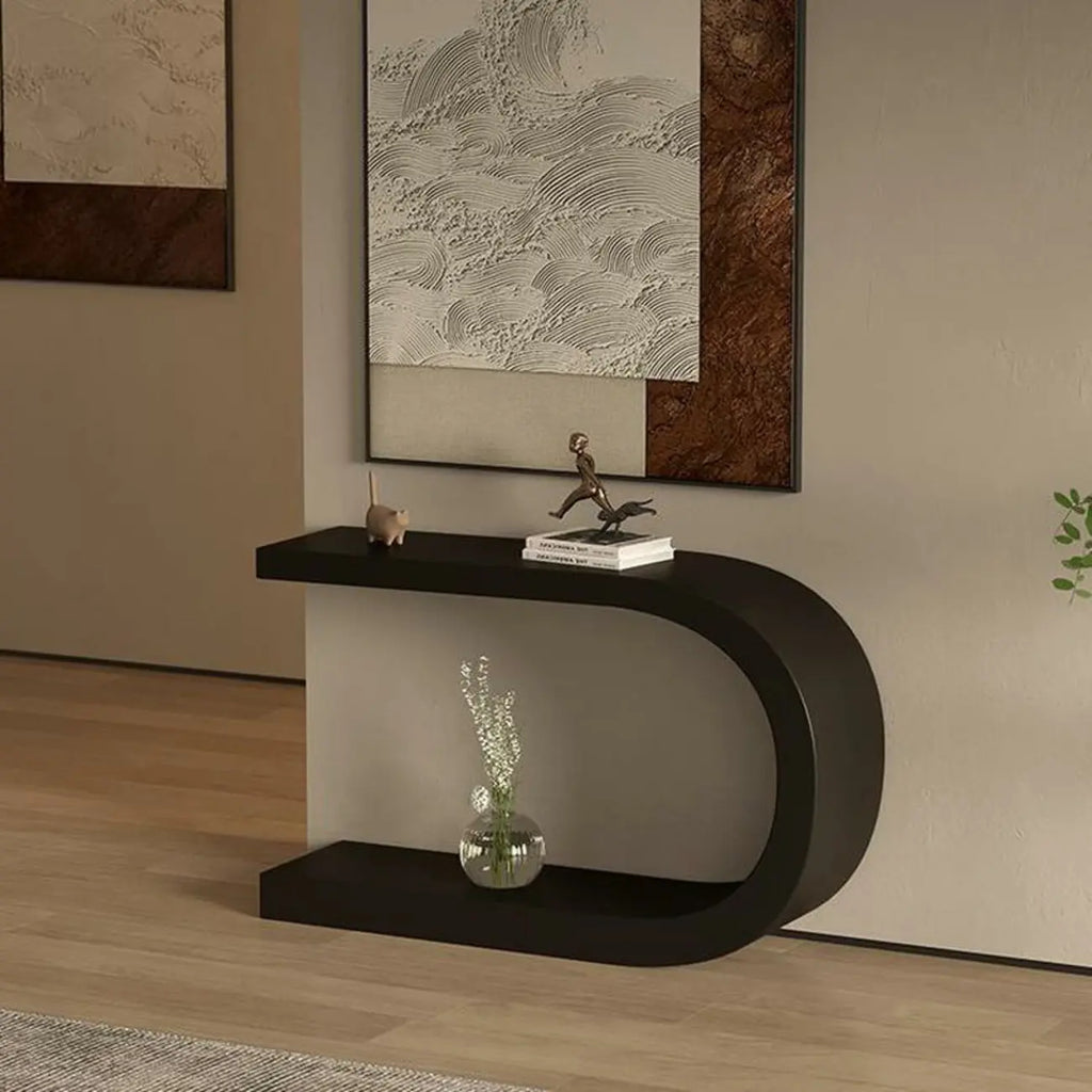 U-Shaped Metal White Narrow Console Table