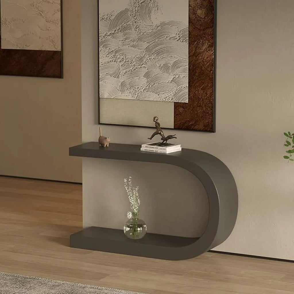 U-Shaped Metal White Narrow Console Table