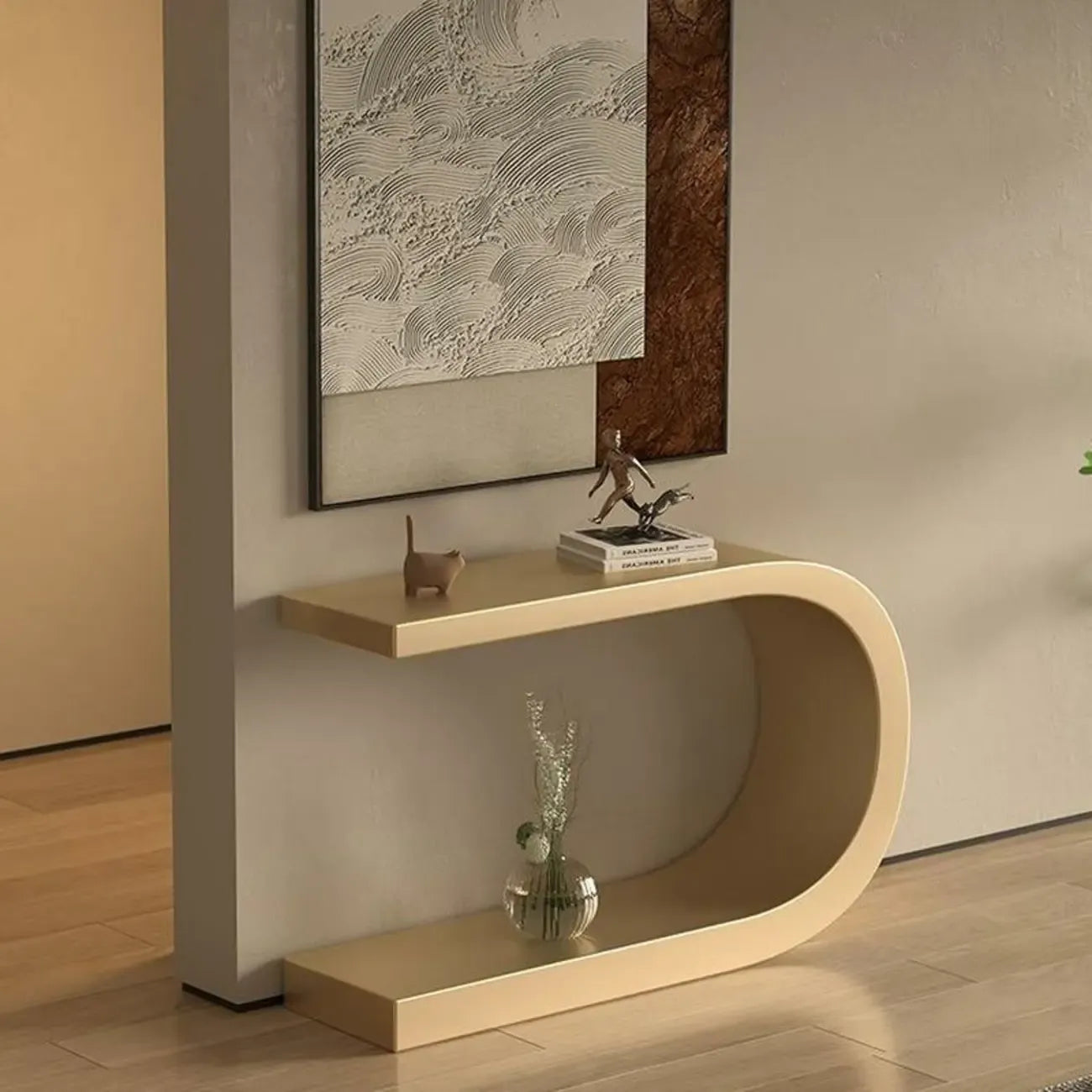 U-Shaped Metal White Narrow Console Table