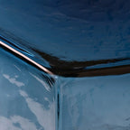 Modern Blue Glass Hexagon End Table for Living Room