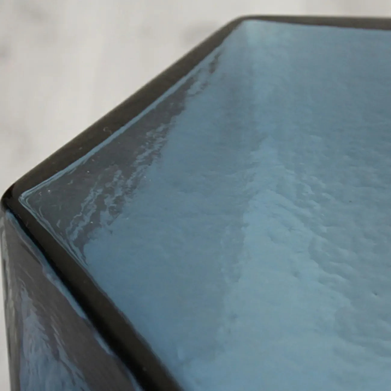 Modern Blue Glass Hexagon End Table for Living Room