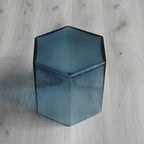 Modern Blue Glass Hexagon End Table for Living Room