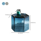 Modern Blue Glass Hexagon End Table for Living Room