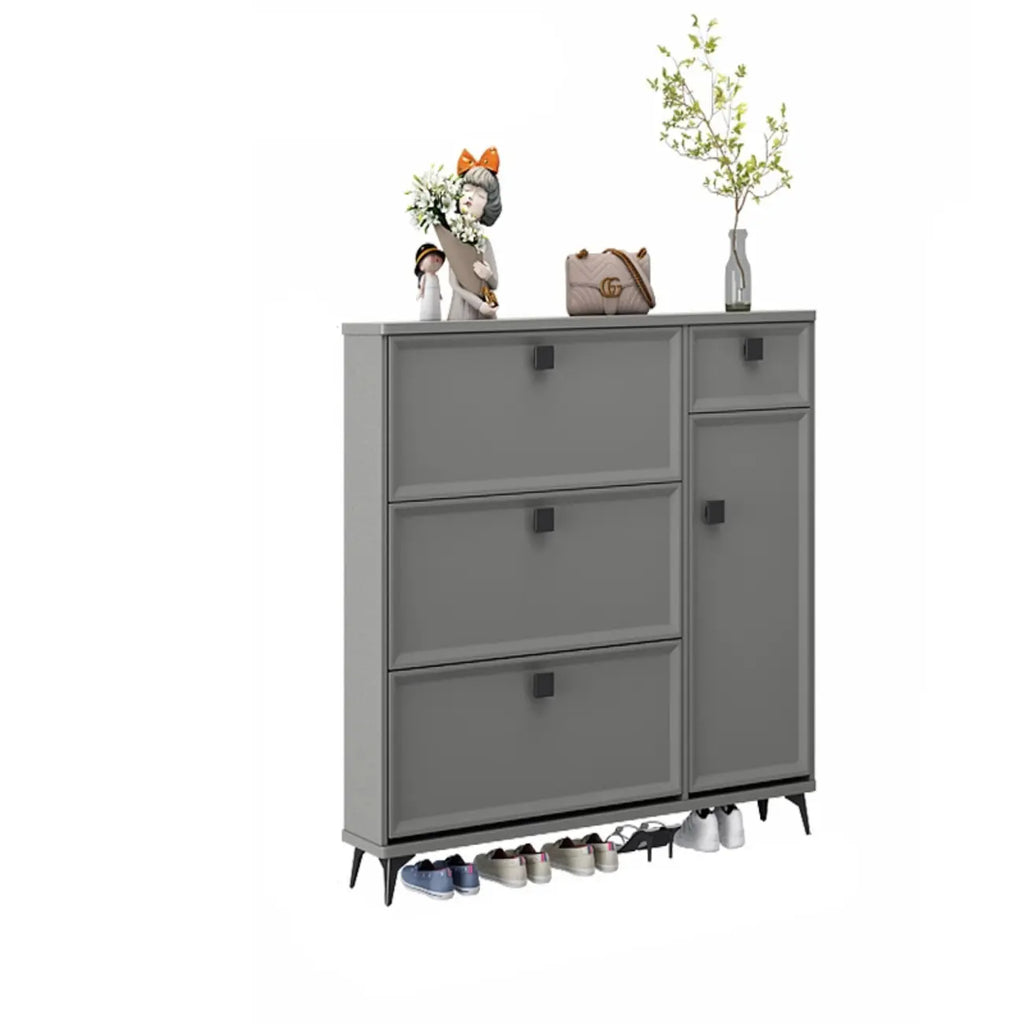 Contemporary Green Wood Shoe Cabinet for Entryway