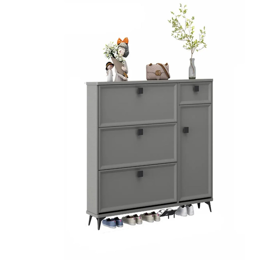 Contemporary Green Wood Shoe Cabinet for Entryway