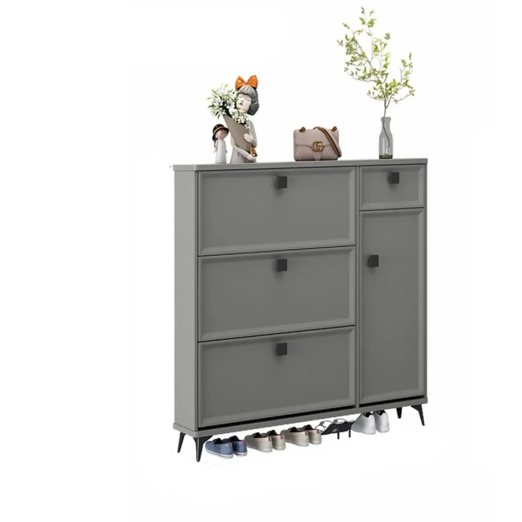 Contemporary Green Wood Shoe Cabinet for Entryway