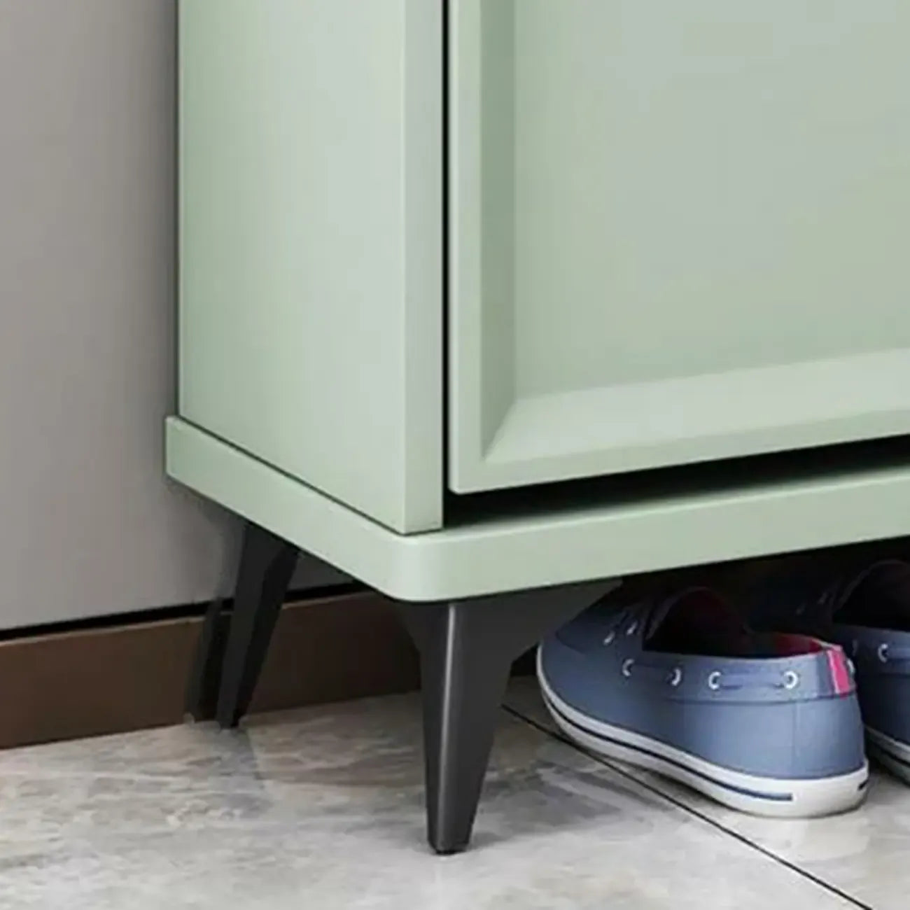 Contemporary Green Wood Shoe Cabinet for Entryway