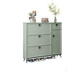 Contemporary Green Wood Shoe Cabinet for Entryway