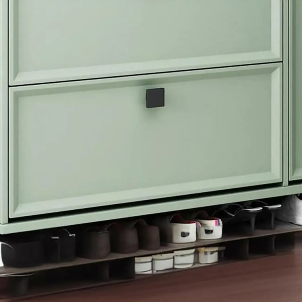 Contemporary Green Wood Shoe Cabinet for Entryway