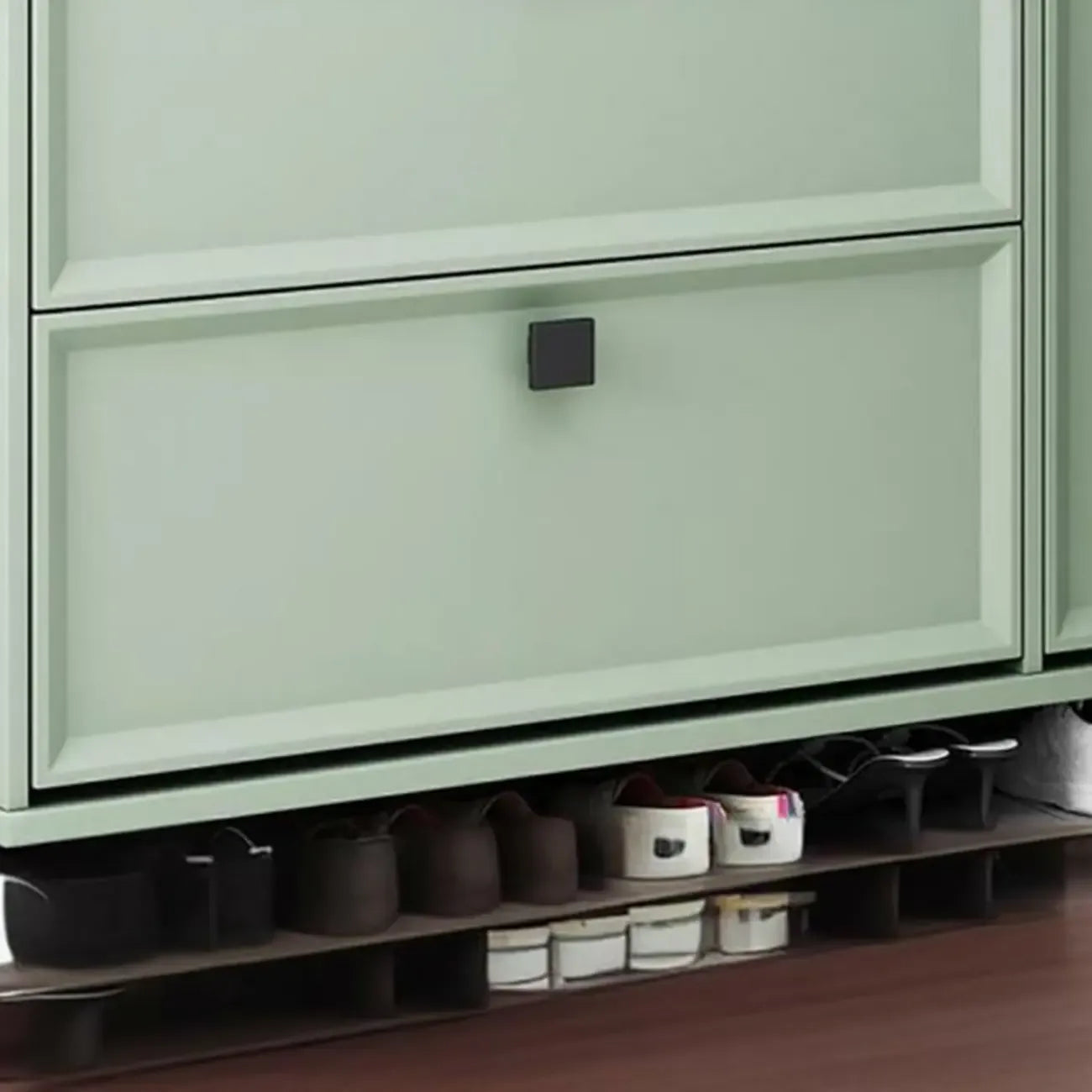 Contemporary Green Wood Shoe Cabinet for Entryway