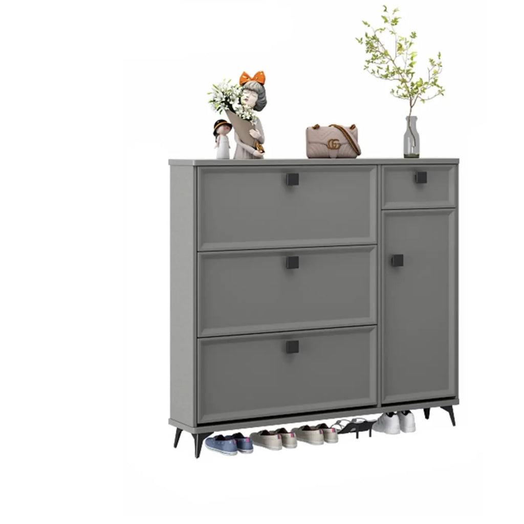 Contemporary Green Wood Shoe Cabinet for Entryway