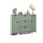 Contemporary Green Wood Shoe Cabinet for Entryway