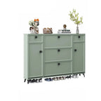Contemporary Green Wood Shoe Cabinet for Entryway