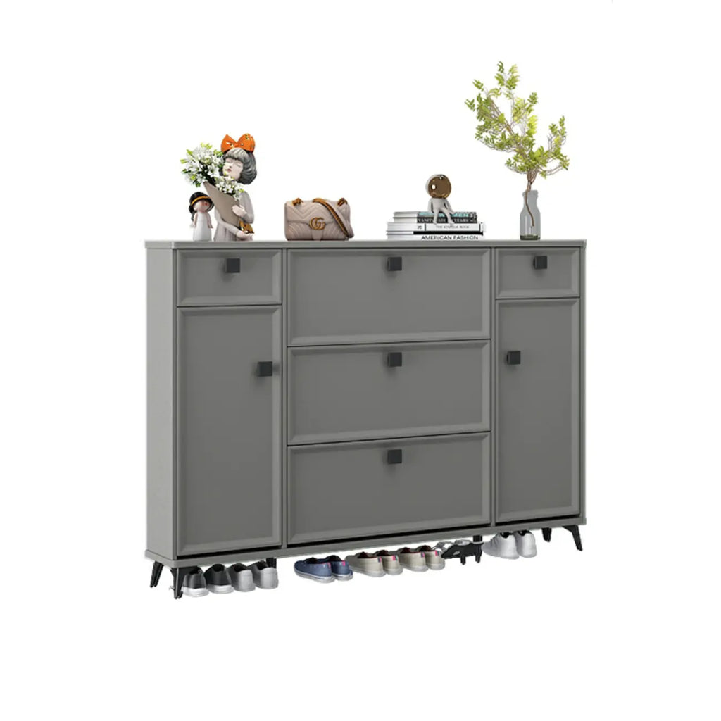 Contemporary Green Wood Shoe Cabinet for Entryway