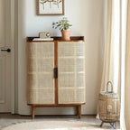 Bohemian 6-Tier Solid Wood Shoe Storage Cabinet with Door