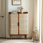 Bohemian 6-Tier Solid Wood Shoe Storage Cabinet with Door