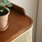 Bohemian 6-Tier Solid Wood Shoe Storage Cabinet with Door