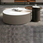 White Drum Round Wood Coffee Table with Storage
