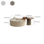 White Drum Round Wood Coffee Table with Storage