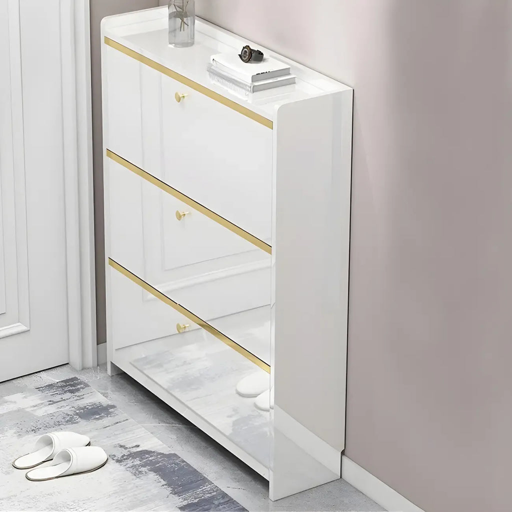 Entryway Glam Black Shoe Storage with Adjustable Shelves