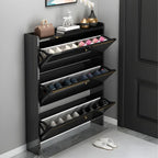 Entryway Glam Black Shoe Storage with Adjustable Shelves