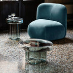 Stylish Glass Round Accent Side Table for Living Room