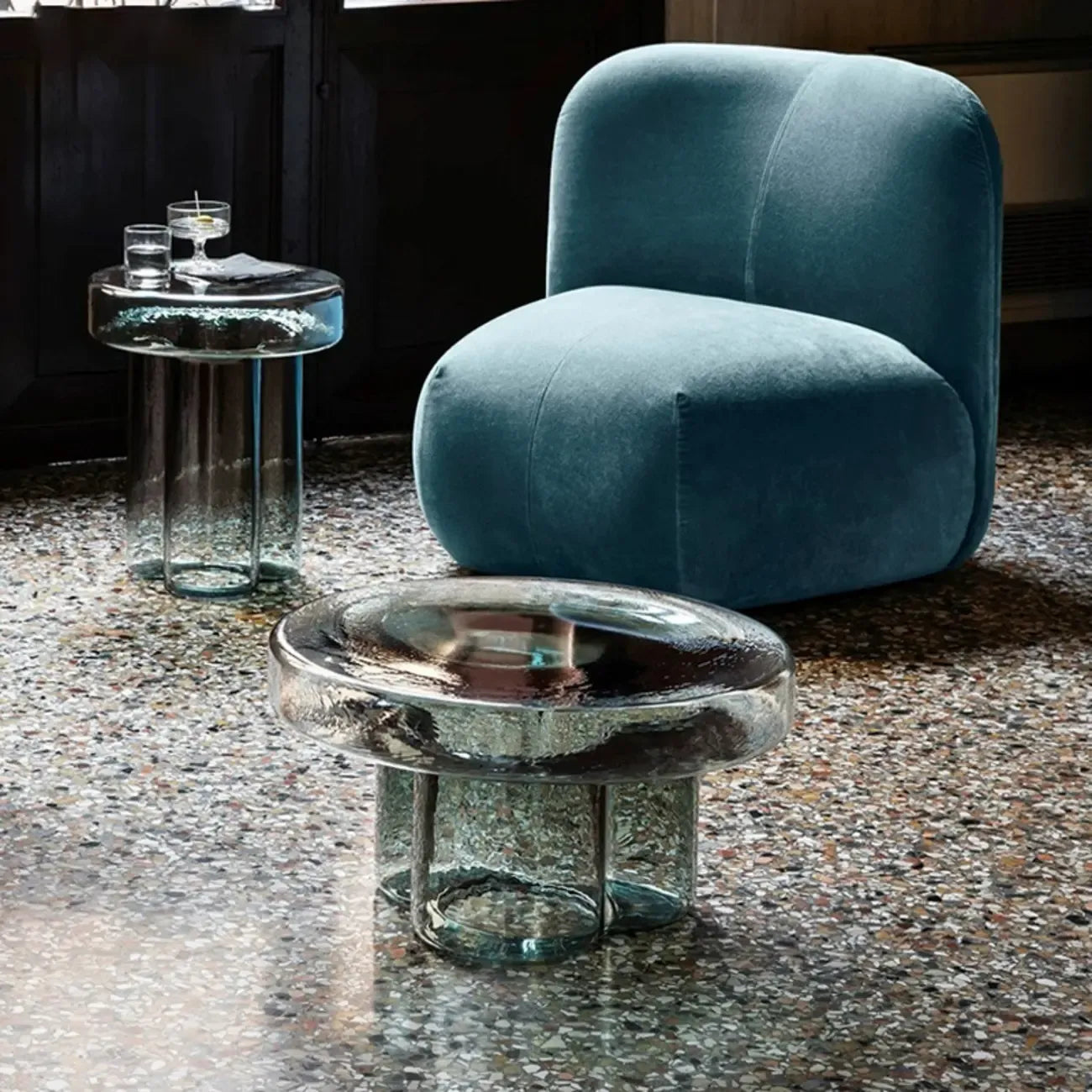 Stylish Glass Round Accent Side Table for Living Room