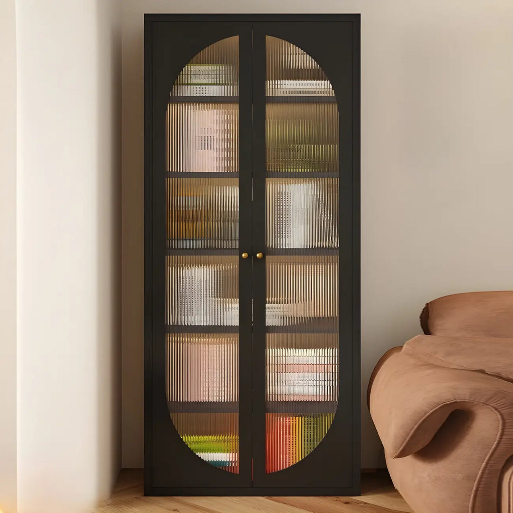 Modern Black Metal Adjustable Shelves Storage Cabinet