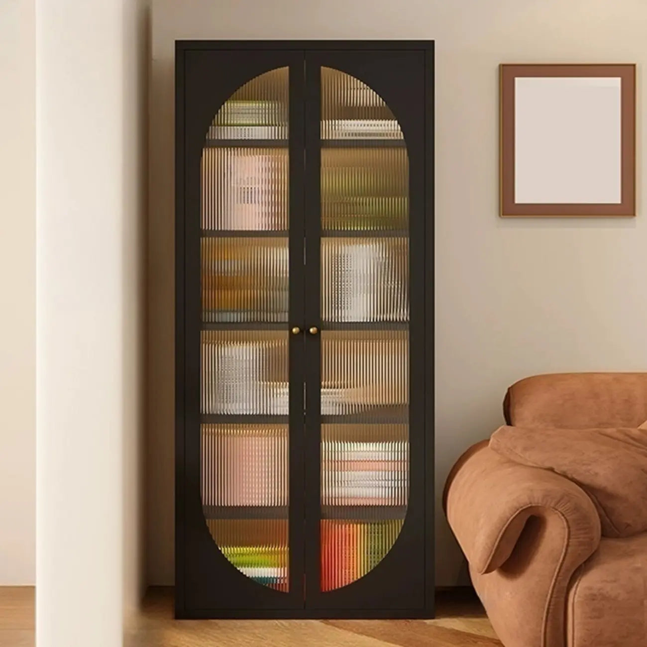 Modern Black Metal Adjustable Shelves Storage Cabinet