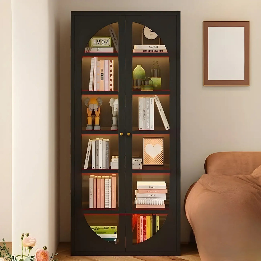 Modern Black Metal Adjustable Shelves Storage Cabinet