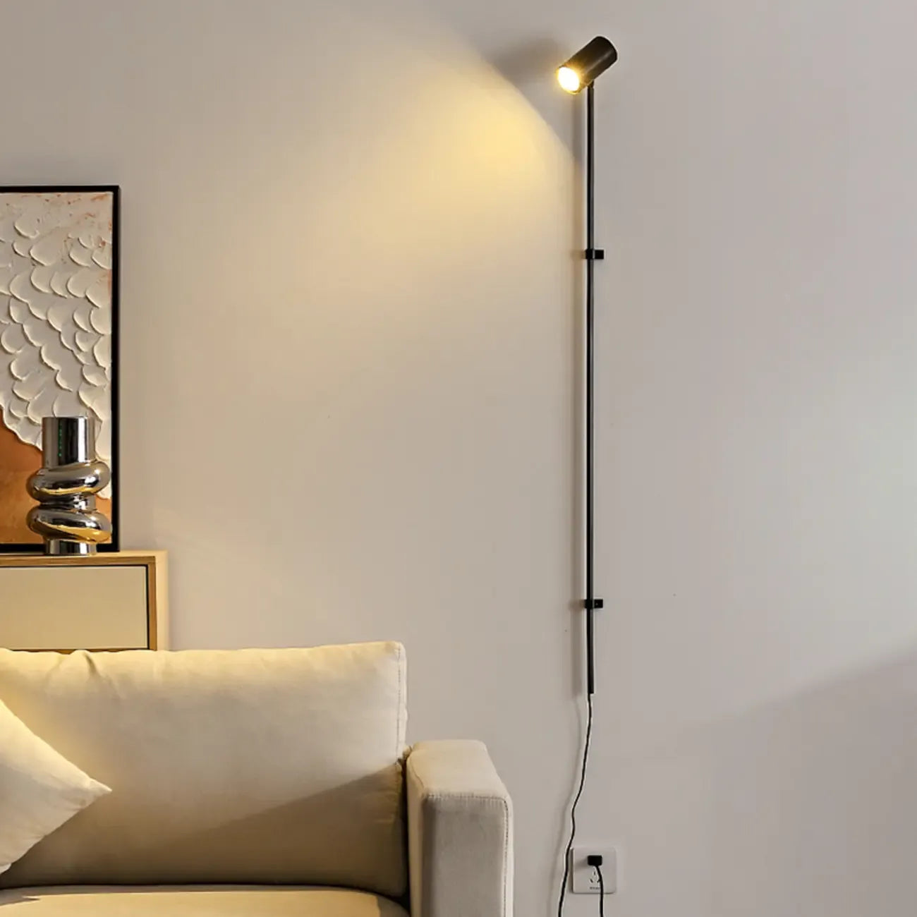 Industrial Black Plug In Wall Sconce with Adjustable Head