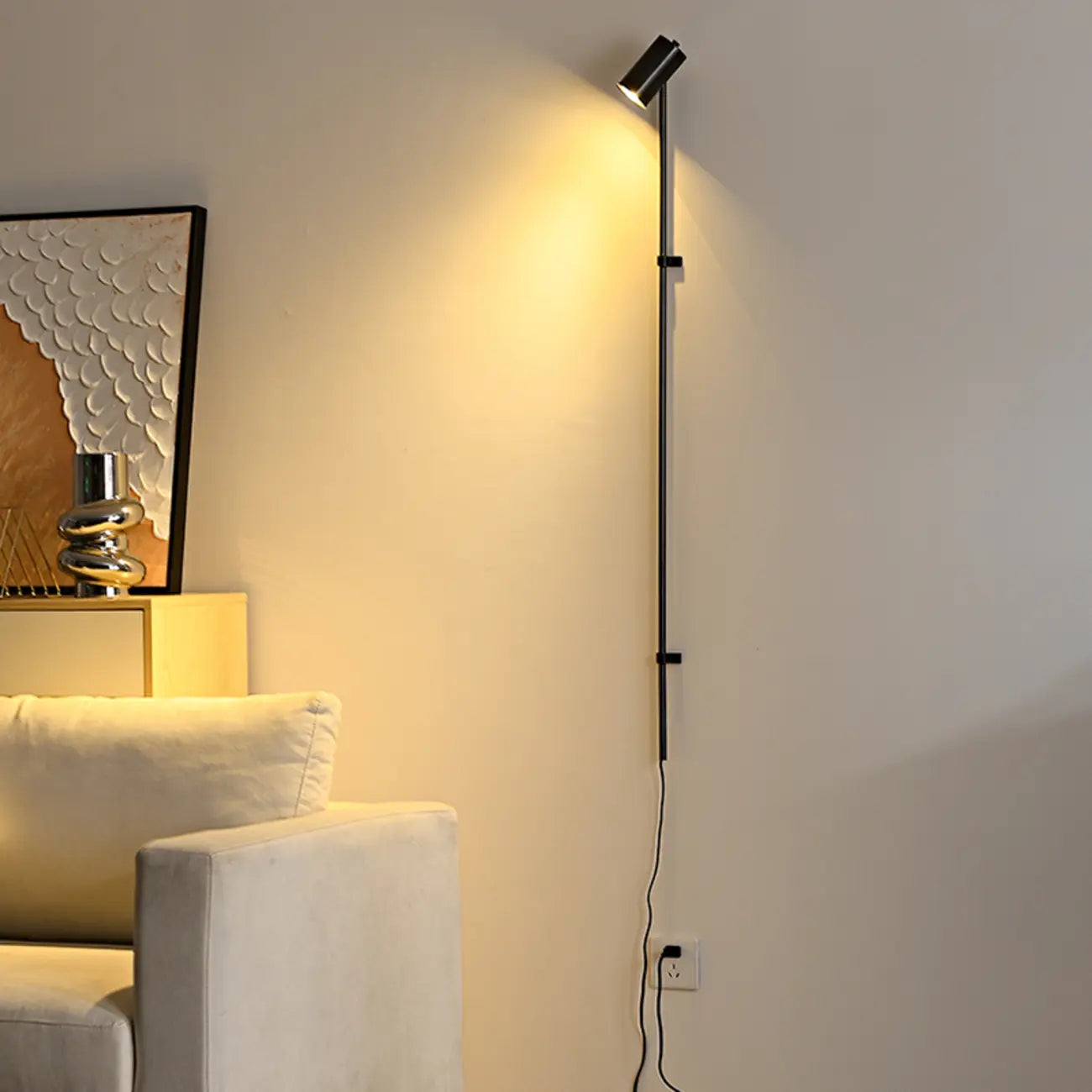 Industrial Black Plug In Wall Sconce with Adjustable Head