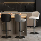 Modern Leather Adjustable Swivel Bar Stools with Back