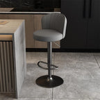 Modern Leather Adjustable Swivel Bar Stools with Back