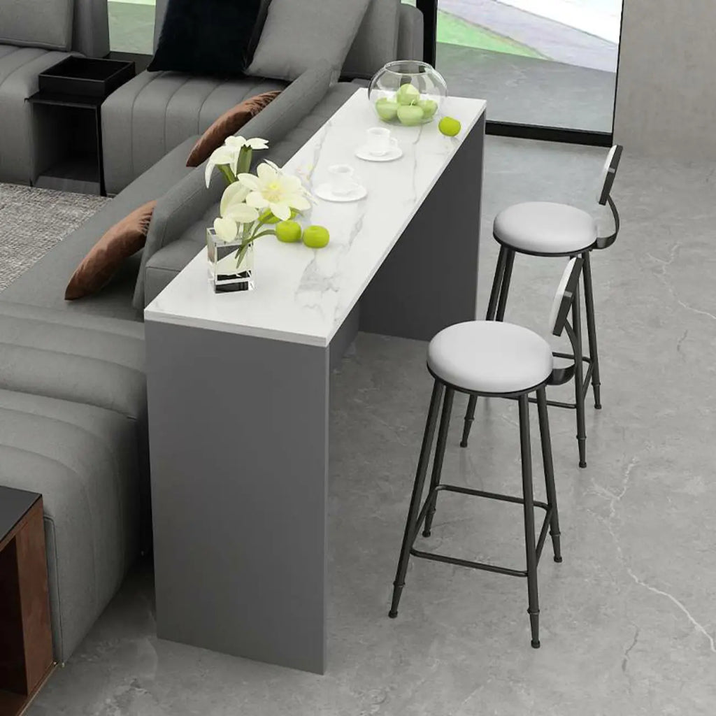 Elegance Stone Top Wood Sofa Bar Table for Living Room