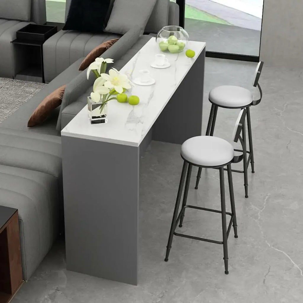 Elegance Stone Top Wood Sofa Bar Table for Living Room