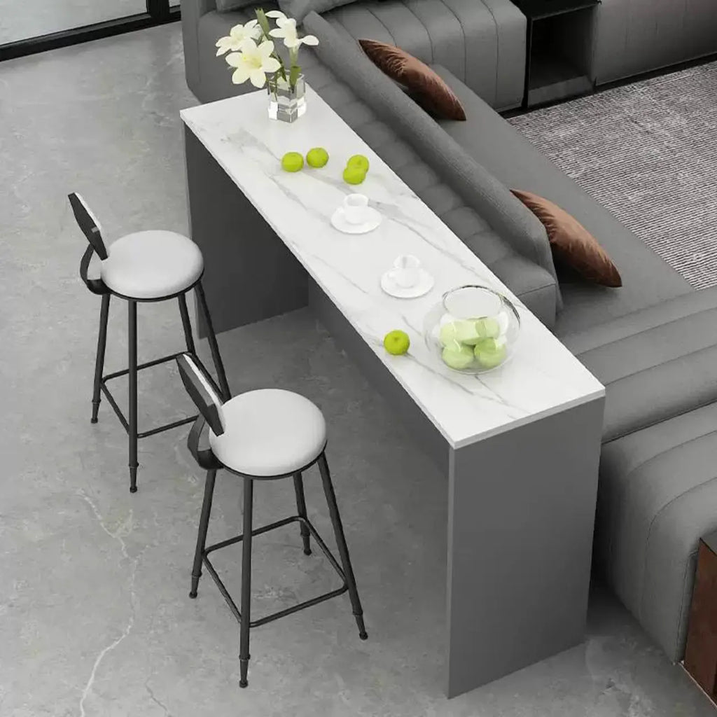 Elegance Stone Top Wood Sofa Bar Table for Living Room