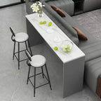 Elegance Stone Top Wood Sofa Bar Table for Living Room