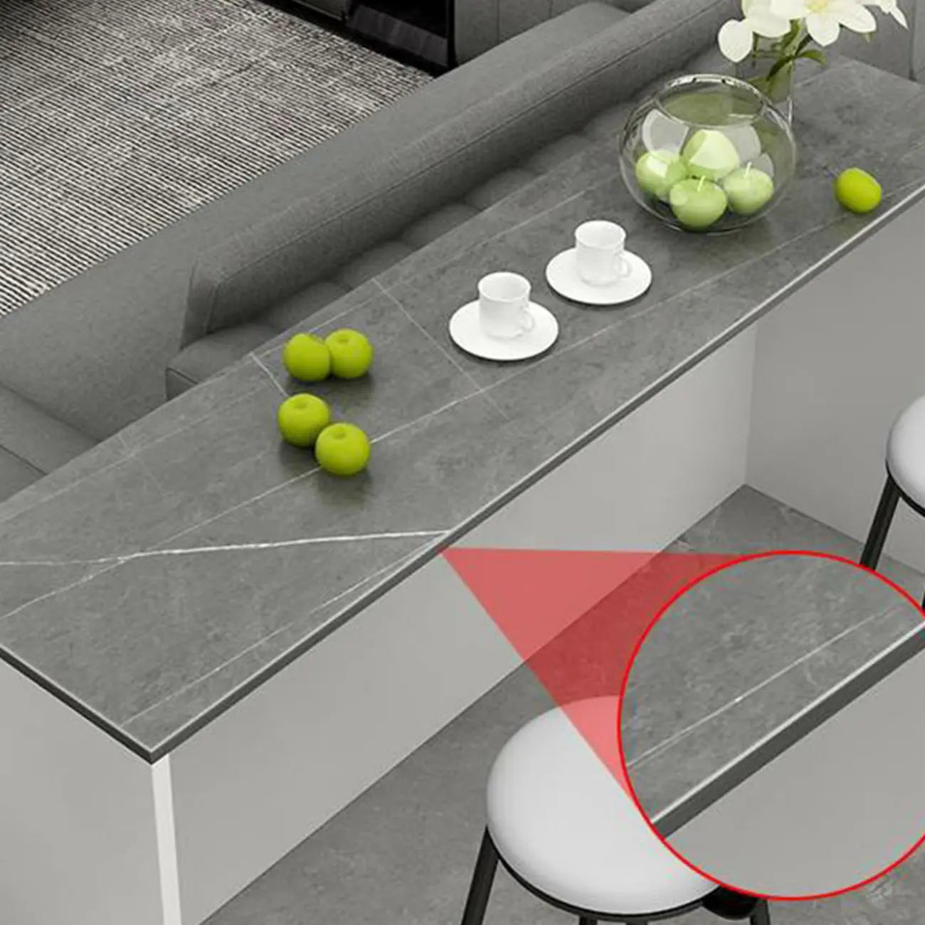 Elegance Stone Top Wood Sofa Bar Table for Living Room