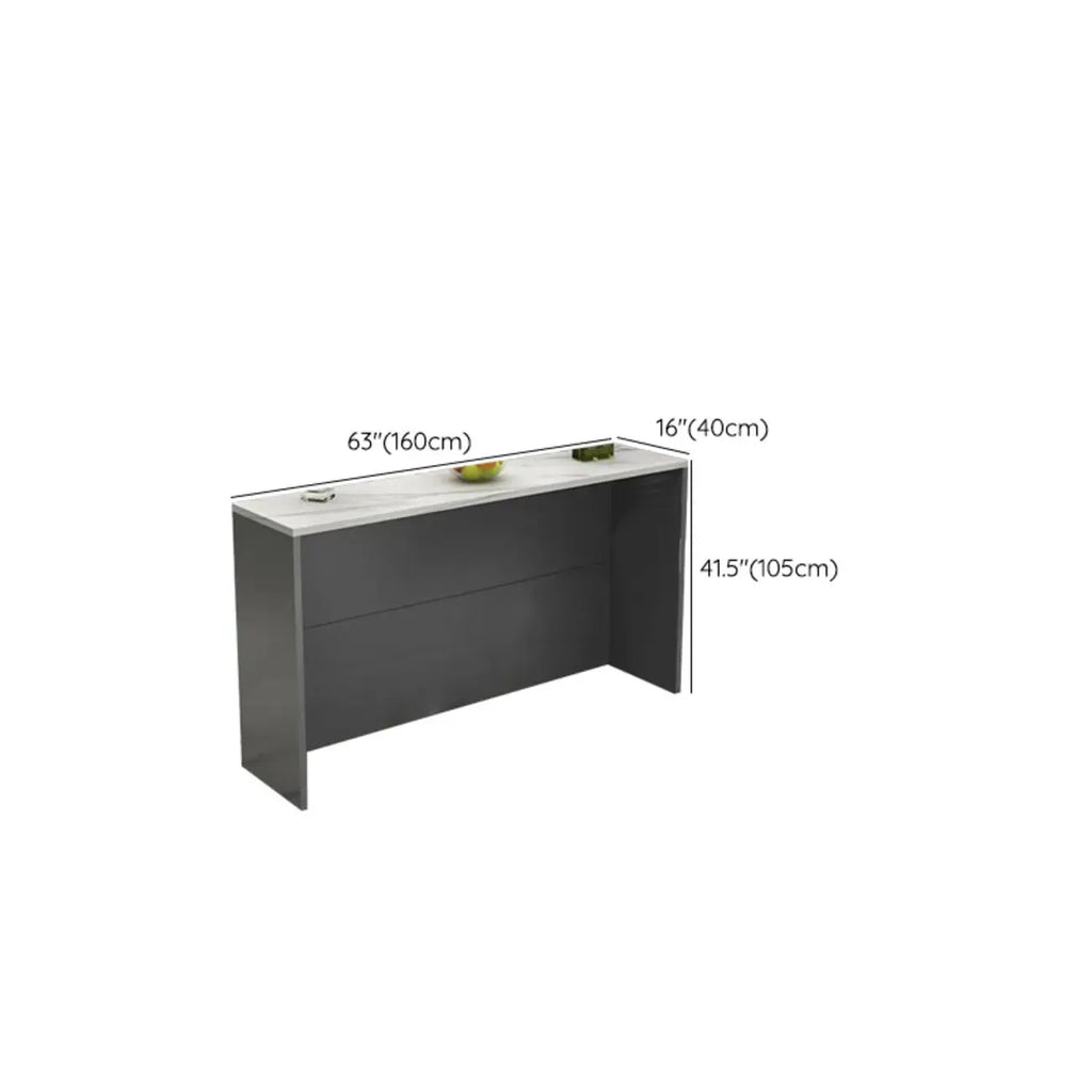 Elegance Stone Top Wood Sofa Bar Table for Living Room