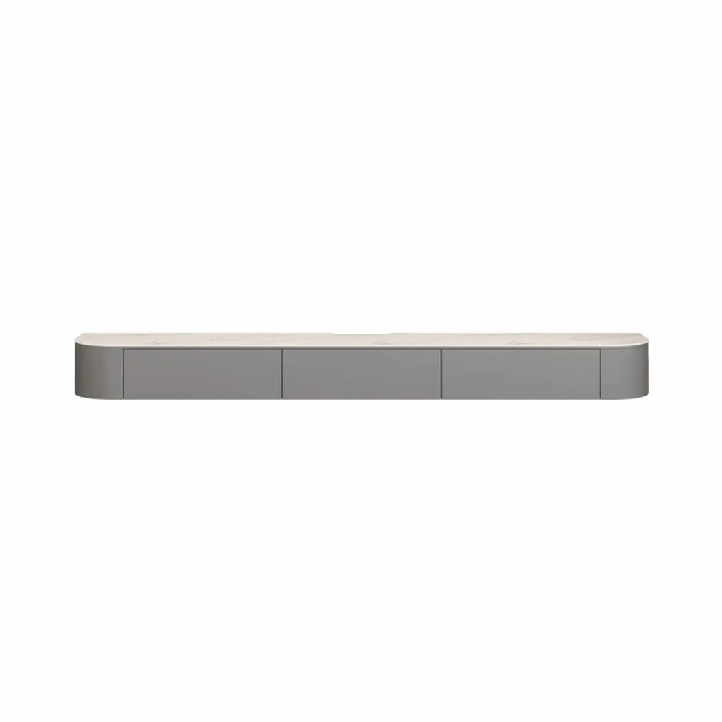 71 Contemporary Grey Stone Floating TV Stand with Cabinet