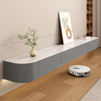 71 Contemporary Grey Stone Floating TV Stand with Cabinet