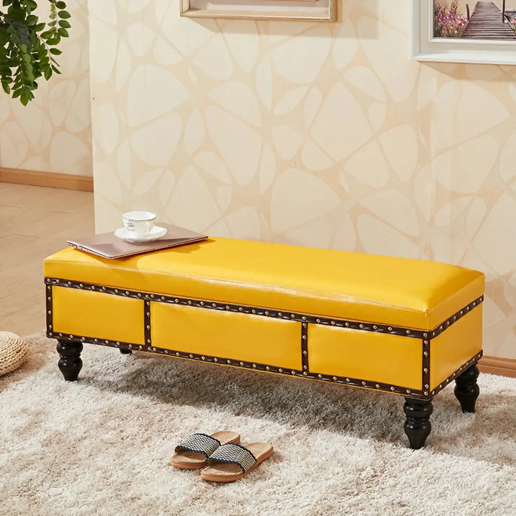 16H Faux Leather Upholstered Bedroom Bench with Storage