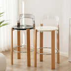 Contemporary Acrylic Wooden Frame Low Back Bar Stools