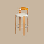 Contemporary Acrylic Wooden Frame Low Back Bar Stools