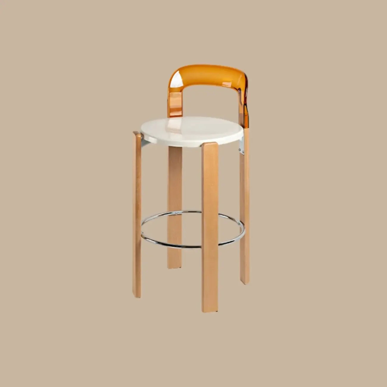 Contemporary Acrylic Wooden Frame Low Back Bar Stools